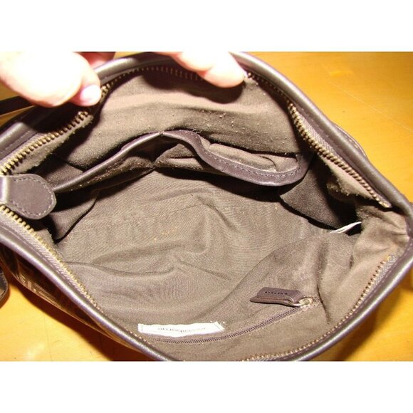 Liz Claiborne Monogram Crossbody Shoulder Bag Dark Brown Gold Adjustable Straps - Picture 7 of 12